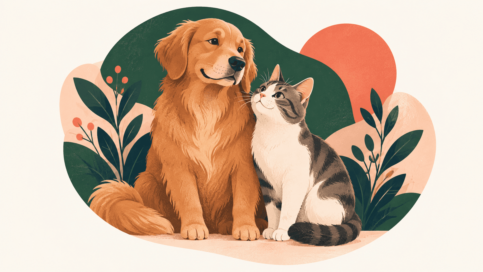 Um cachorro e um gato juntos